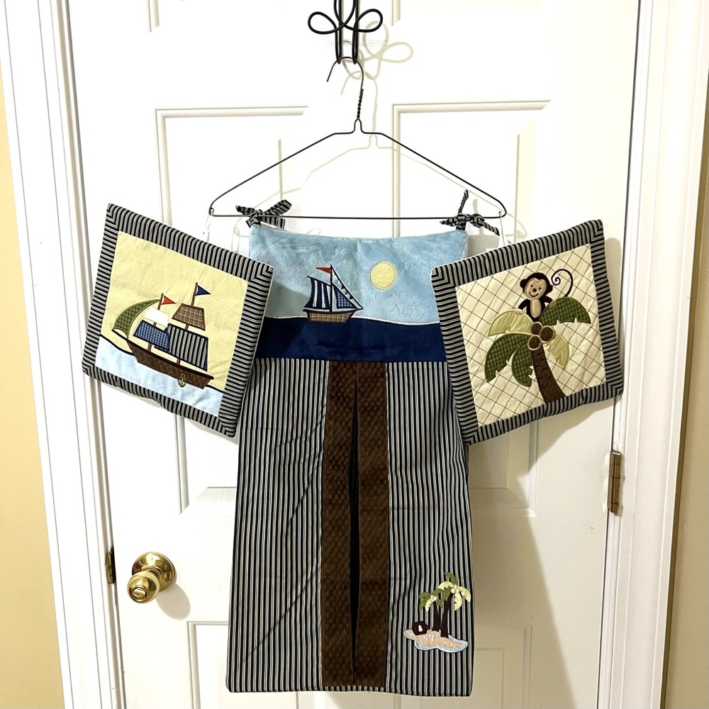 Nojo Ahoy mate baby diaper stacker and 2 pieces of soft wall art